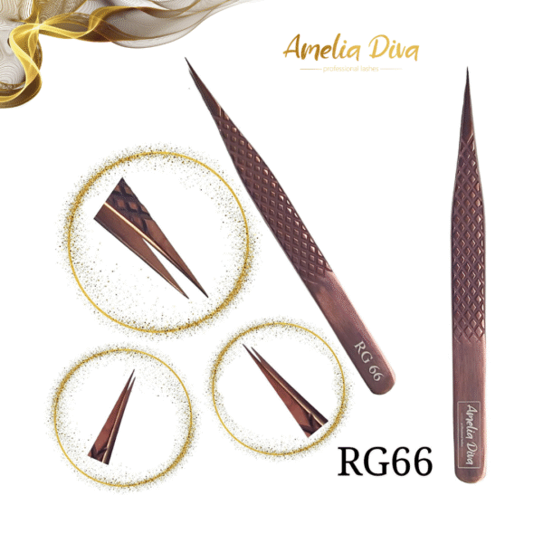 Пинсета за миглопластика Amelia Diva RG66 — снимка 1