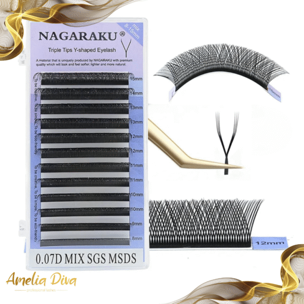 NAGARAKU черни мигли Triple Tips Y-shape 6D — снимка 2