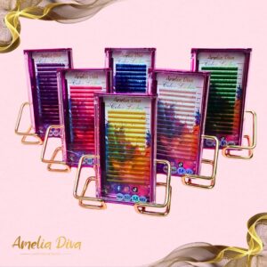 Цветни мигли Amelia Diva извивка L и M за миглопластика
