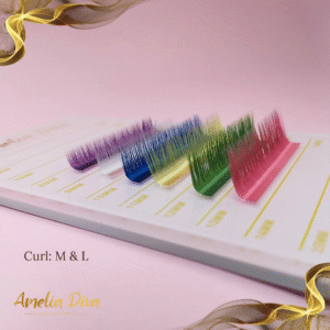Цветни мигли Amelia Diva извивка L и M за миглопластика